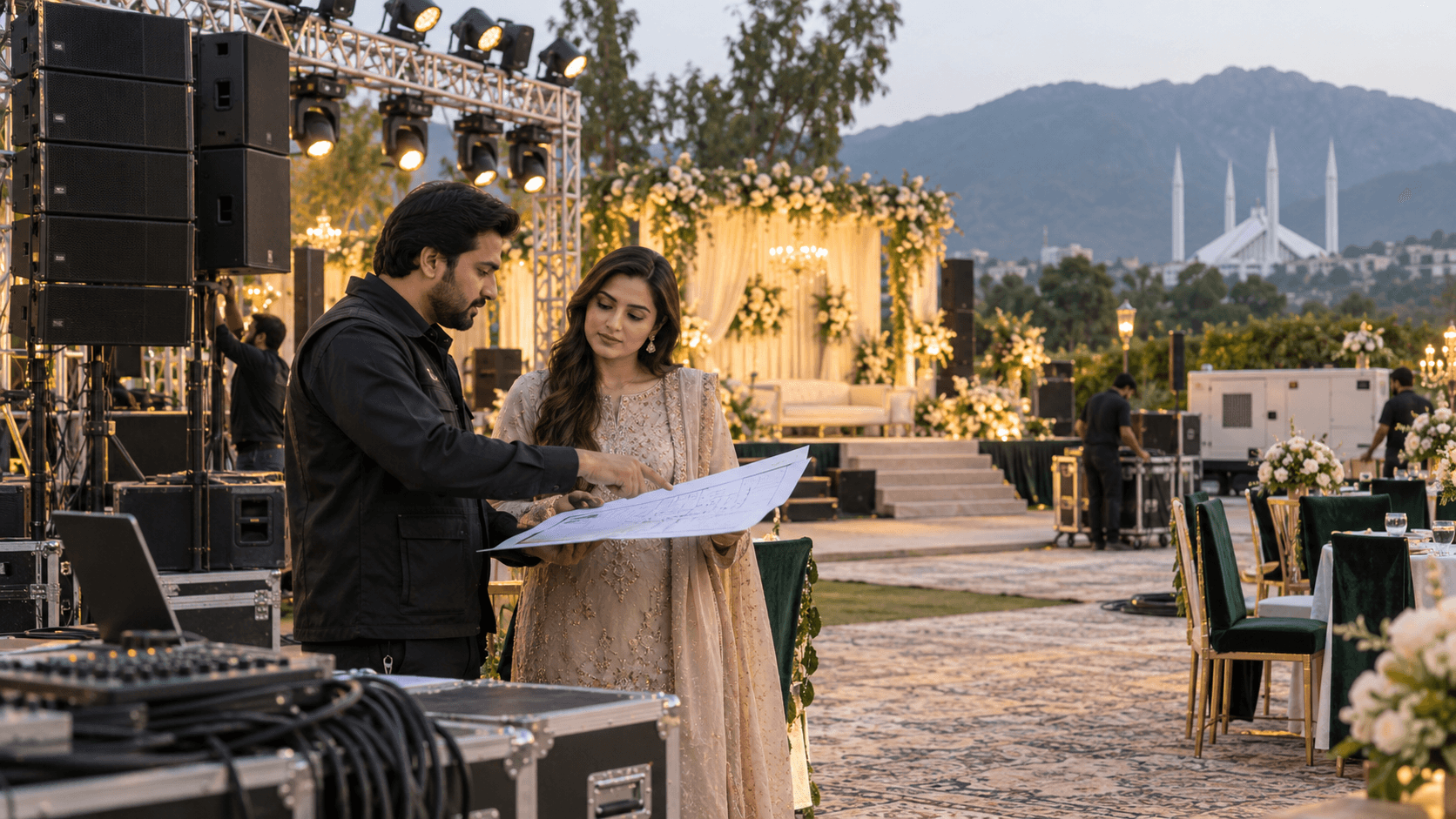 Sound, Lighting and Generator Planning for a Wedding Event